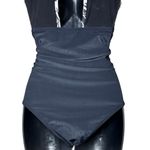 Tempt Me NWT  Women’s High Neck Ruched One Piece Swimsuit Black Leaves Size M Photo 7