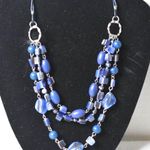 Source Unknown Lovely Triple Layer Shades Of Blue Coral/Glass Beads Silver Tone 18" Necklace Photo 0