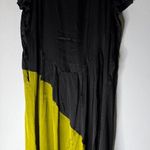 ozai n ku Satin Black Green Color Block Short Sleeve Maxi Dress 2XL Size 2X Photo 0