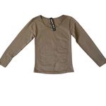 New Mix women's size XS-S tan fleece long sleeve scoop neck top NWT Photo 1