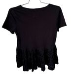 Anthropologie  Maeve Black V-neck Louisa Tiered Peasant Babydoll Tee Shirt Top XS Photo 3