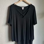 Mossimo Supply Co Mossimo Black Short Sleeve V-Neck Baggy Top Photo 0