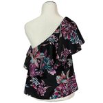 Amanda Uprichard  Floral One Shoulder Top - Black Multi - P(XS) Photo 3