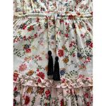 Love Kyla Dress Large Peasant BOHO Flare Floral Viscose Tassels Ruffle Cottage White Photo 5