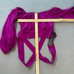 S. DEER Crop Top Womens M Magenta Off Shoulder Puff Sleeve Tie Waist Elastic NWT Purple Size M Photo 2