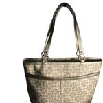 Coach Chelsea Heritage stripe Stylish Beige and Gold Tote Bag Photo 1