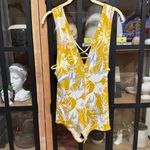 Free People Floral Ribbed Bodysuit plunge vneck sleeveless tank open back sexy Photo 8