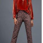Anthropologie NWT The Essential Slim Straight Trousers Brown Brocade Print sz 6 Photo 0