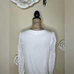 Entro NTM: Solid White Floral Eyelet Long Sleeve Top in Size Small Photo 11