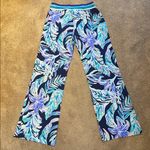 Lilly Pulitzer  Georgia May Palazzo Pants "Ready Set Gecko" Blue Pink Size Medium Photo 10