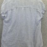 Lola River Women's Button Down Shirt Striped Sz Large Short Cuffed Sleeve Linen Photo 2