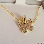 Sparkly kidz fine gold plated necklace crystals paved butterfly Silver Photo 1