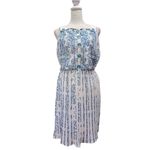 Blue & Ivory Pleated Plisse Skirt Dress KAS ModCloth Cottagecore Boho Milkmaid White Size M Photo 1