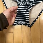Kona Sol  Twist Black Striped Full Coverage Swimsuit Bikini Bottoms Size Large Photo 4