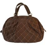 Vera Bradley Quilted Handbag Purse Brown Floral Interior Top Handle Zip Closure Photo 1