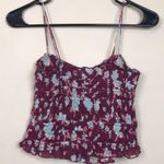 Free People FP ONE Women’s Floral Print Button-Up Smocked Crop Ruffle Tank Top Photo 3
