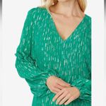 Lilly Pulitzer Cleme Long Sleeve Top Fiddle Leaf Green Mystical Viscose Metallic Photo 2