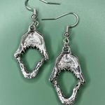 Silver Tone Shark Bite Earrings Photo 4