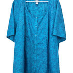 Catherines Blue Gingham Floral Short Sleeve Casual Button Up Shirt Size 4X Photo 0