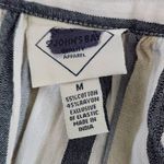 st. john's bay  Cotton Stripe Blouse NWT Size Medium Cream and Black Stripe Top Photo 6