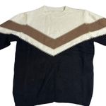 Chevron Sweater‎ Color Block Pullover Knit Top Casual Everyday Small Black Photo 0