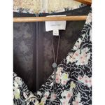 Cinq à Sept NWOT Cinq A Sept XS Kimberly Ruched Long Sleeve Top Black White Floral SemiSheer Photo 6