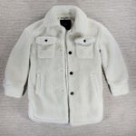 Lucky Brand Teddy Shacket Size S White Black Buttons Pockets Faux Sherpa Fleece Photo 1