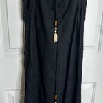 Anthropologie  black linen maxi dress size XS ruffle oversize vacation minimalist Photo 3