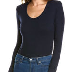 Elie Tahari Scoop Neck Ribbed Bodysuit Black Large NWT $110 Photo 0