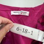 Amanda Uprichard  Dress Womens Large Pink Floral Roma Gown Ruched‎ Slit Side Photo 5