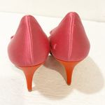 Kate Spade  Satin Pink And Red Bow Open Toe High Heels Pumps Size 8.5B Photo 3
