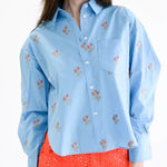 Never A Wallflower Oversized top blue Rose Jacquard NWOT Size XS Photo 0