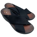 Bzees  Black Platform Stretch Strappy Sandals Womens 9 Casual Slip On Beachy Photo 0
