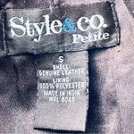 Style & Co Black Leather Petite Jacket Photo 13