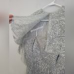 Marchesa Notte Strapless Beaded Glitter Tulle Column Gown Caplet Silver Size 8 Photo 6