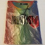Iron fist NEW! Somewhere Rainbow Sheer Mesh Mini Dress Sequin Heart LARGE Pride Photo 2