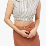 We Wore What Sleeveless Popover Shirt Crop Blouse Antique White Stripe Size S Photo 0