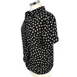 W5 Polka Dot Button-Up Twist Hem Blouse Short Sleeve Black White Size Medium NWT Photo 5