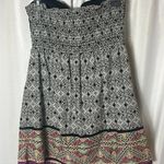 Rhapsody  Geometric Bohemian Mini Dress Size L Smocked Boho Chic Photo 4