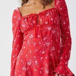 Free People NWT  Tess Long Sleeve Mini Dress Red Pink Size Large Photo 0