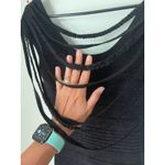 Romeo + Juliet Couture  Black Rayon Body con Mini Dress y2K Fringe whitchy L Photo 1