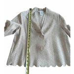 Spiegel  Perforated Leather Cropped Jacket Sz 6 Button Up Scallop Hem Lightweight Photo 5