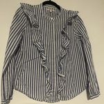 Madewell  Whitney Striped Ruffle Blouse M Blue White Photo 3