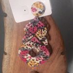 New Chic Boho Floral Print Laser Cut Wooden Drop Earrings Yellow Photo 2