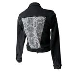 J Brand x Neiman Marcus Black Denim Jacket Harlow Provocative Boa Croppe… Photo 6