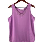 Susan Graver Womens Lavender Tank Top With Lace Trim Size L Photo 0