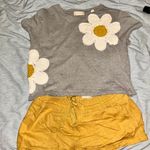 Altar'd State  Gray Tee with Crochet Daisy Photo 3