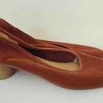Anthropologie Soludos Juliette Pumps Stacked Heel Suede Round Toe Rust Orange 11 Photo 4
