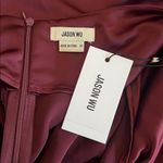 Jason Wu Women’s Burgundy Wine Red Halter Neck Satin Cocktail Midi Dress Photo 3