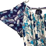 Free People  mixed floral boho loose trapeze blue white purple top blouse Photo 1